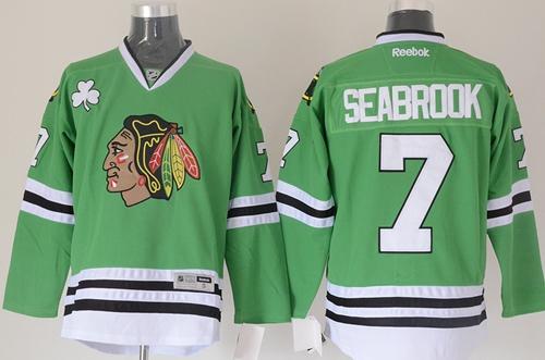 Blackhawks #7 Brent Seabrook Green Stitched Jersey