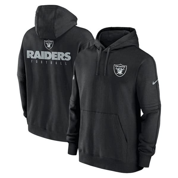 Las Vegas Raiders Black Sideline Club Fleece Pullover Hoodie