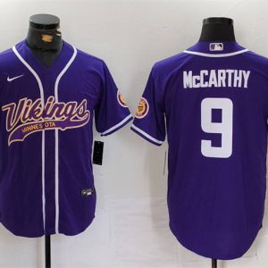 Minnesota Vikings #9 J.J. McCarthy Purple Cool Base Stitched Jersey