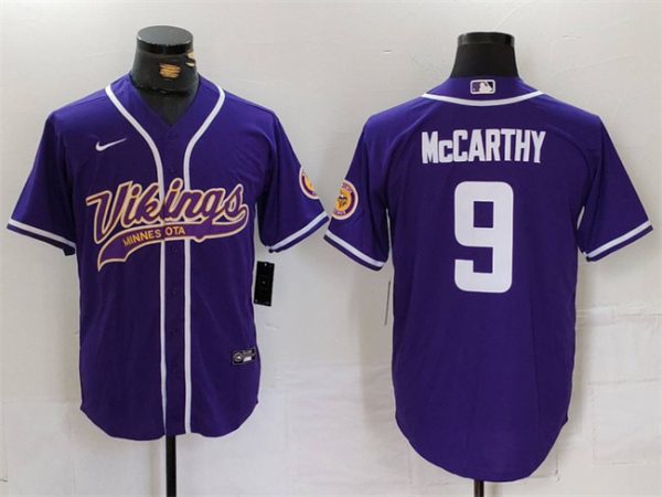 Minnesota Vikings #9 J.J. McCarthy Purple Cool Base Stitched Jersey
