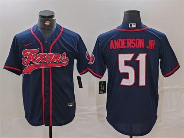 Houston Texans #51 Will Anderson Jr. Navy With Patch Cool Base Stitched Jersey