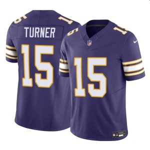 Minnesota Vikings #15 Dallas Turner Purple 2024 Draft F.U.S.E. Throwback Vapor Untouchable Limited Stitched Jersey