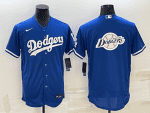 Los Angeles Dodgers Blue Team Big Logo Flex Base Stitched Jersey