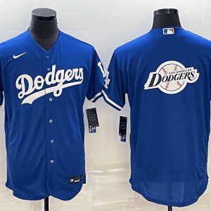 Los Angeles Dodgers Blue Team Big Logo Flex Base Stitched Jersey