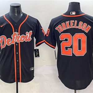 Detroit Tigers #20 Spencer Torkelson Black With Patch Cool Base Stitched Jersey