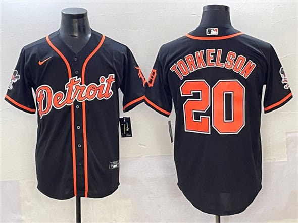 Detroit Tigers #20 Spencer Torkelson Black With Patch Cool Base Stitched Jersey