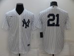 New York Yankees #21 Paul O'Neill White Cool Base Stitched Baseball Jersey