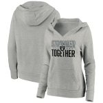 Las Vegas Raiders Heather Gray Stronger Together Crossover Neck Pullover Hoodie(Run Small)