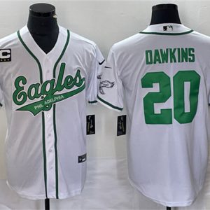Philadelphia Eagles #20 Brian Dawkins White With C Patch Cool Base Stitched Jersey