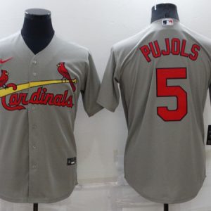 St. Louis Cardinals #5 Albert Pujols Grey Cool Base Stitched Jersey