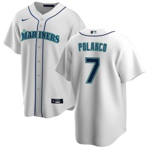 Seattle Mariners #7 Jorge Polanco White Cool Base Stitched Jersey