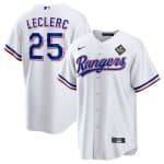 Texas Rangers #25 Jos¨¦ Leclerc White 2023 World Series Stitched Jersey