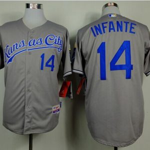 Royals #14 Omar Infante Grey Cool Base Stitched Jersey