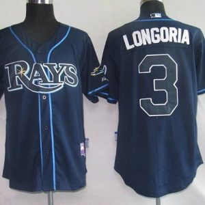 Rays #3 Evan Longoria Gark Blue Stitched Jersey