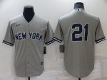 New York Yankees #21 Paul O'Neill Grey Stitched Baseball Jersey