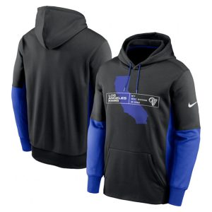 Los Angeles Rams Black Color Block Fleece Performance Pullover Hoodie