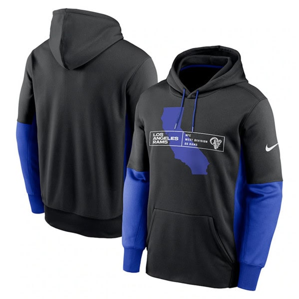 Los Angeles Rams Black Color Block Fleece Performance Pullover Hoodie