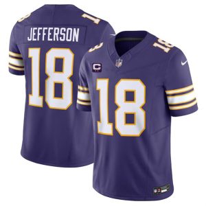 Minnesota Vikings #18 Justin Jefferson Purple 2024 F.U.S.E. Throwback With 2-Star C Patch Vapor Limited Stitched Jersey