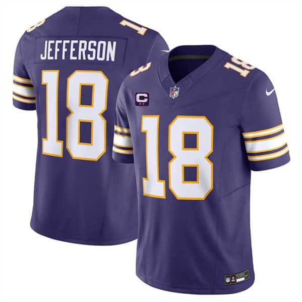 Minnesota Vikings #18 Justin Jefferson Purple 2024 F.U.S.E. Throwback With 2-Star C Patch Vapor Limited Stitched Jersey