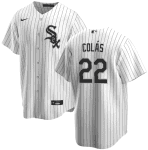 Chicago White Sox #22 Oscar Col¨¢s White Cool Base Stitched Jersey