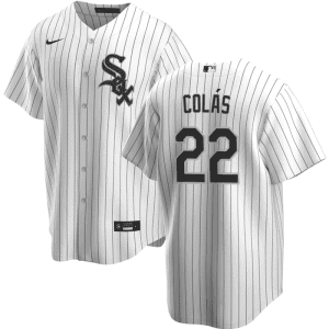 Chicago White Sox #22 Oscar Col¨¢s White Cool Base Stitched Jersey