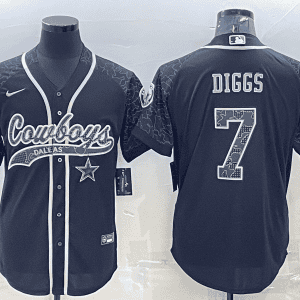 Dallas Cowboys #7 Trevon Diggs Black Reflective With Patch Cool Base Stitched Baseball Jersey