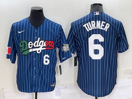 Los Angeles Dodgers #6 Trea Turner Navy Mexico World Series Cool Base Stitched Baseball Jersey