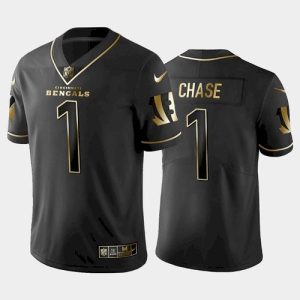 Cincinnati Bengals #1 Ja'Marr Chase Black Golden Edition Stitched Jersey