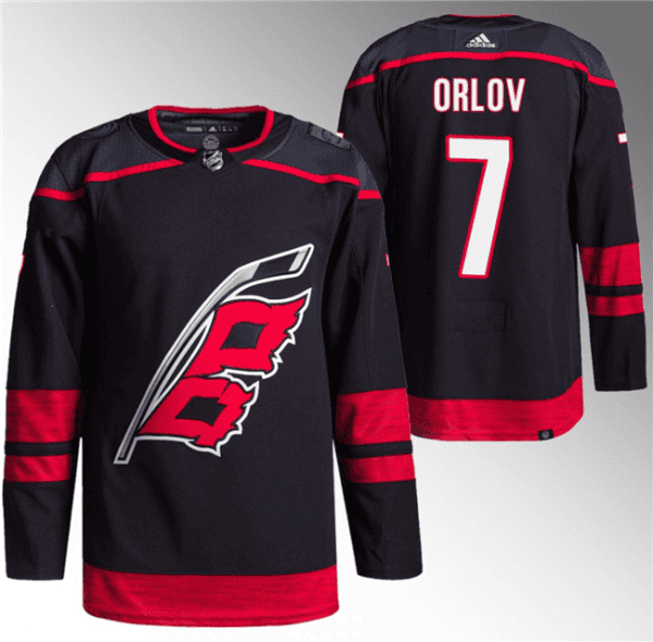 Carolina Hurricanes #7 Dmitry Orlov Black Stitched Jersey