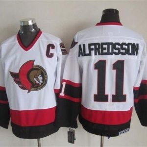 Senators #11 Daniel Alfredsson White CCM Throwback Stitched Jersey