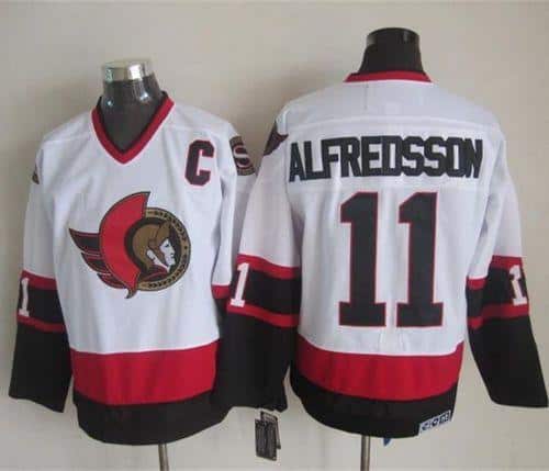 Senators #11 Daniel Alfredsson White CCM Throwback Stitched Jersey