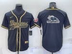 Denver Broncos Black Gold Team Big Logo With Patch Cool Base Stitched Baseball Jersey
