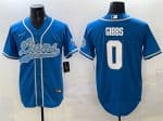 Detroit Lions #0 Jahmyr Gibbs Blue Cool Base Stitched Jersey