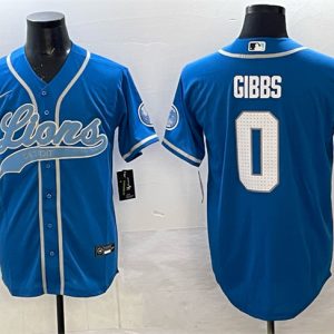 Detroit Lions #0 Jahmyr Gibbs Blue Cool Base Stitched Jersey