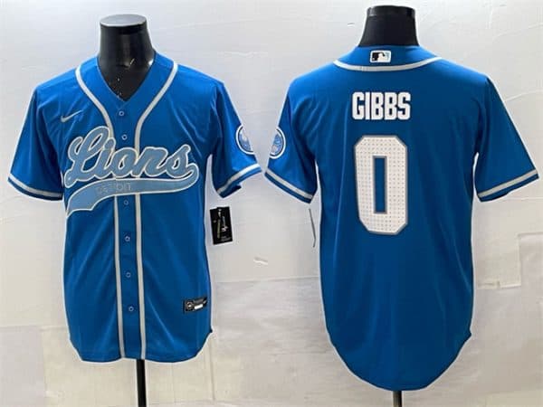 Detroit Lions #0 Jahmyr Gibbs Blue Cool Base Stitched Jersey