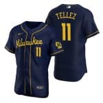 Milwaukee Brewers #11 Rowdy Tellez Navy Flex Base Stitched Jersey
