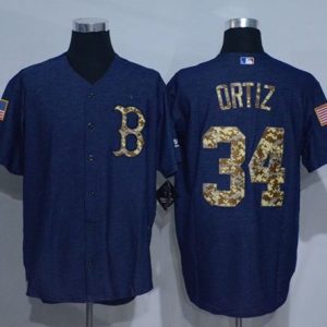 Red Sox #34 David Ortiz Denim Blue Salute To Service Stitched Jersey