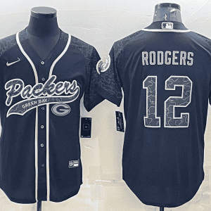 Green Bay Packers #12 Aaron Rodgers Black Reflective With Patch Cool Base Stitched Baseball Jersey
