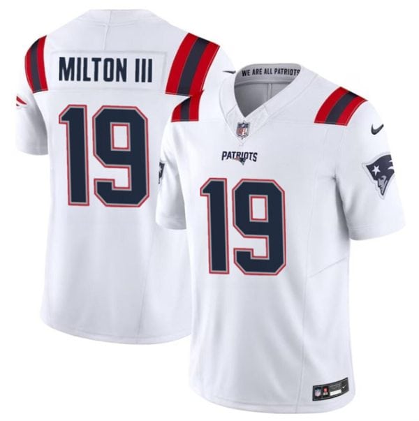 New England Patriots #19 Joe Milton III White 2023 F.U.S.E. Vapor Limited Stitched Jersey