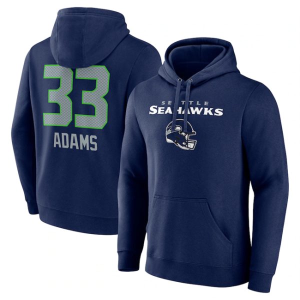 Seattle Seahawks #33 Jamal Adams Navy Team Wordmark Player Name Number Pullover Hoodie