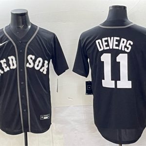 Boston Red Sox #11 Rafael Devers Black Lights Out Limited Stitched Jersey