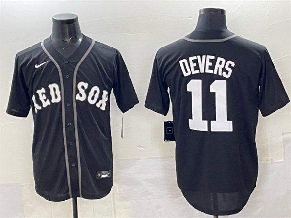 Boston Red Sox #11 Rafael Devers Black Lights Out Limited Stitched Jersey