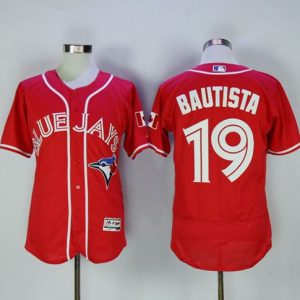 Blue Jays #19 Jose Bautista Red Flexbase Authentic Collection Canada Day Stitched Jersey