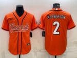Cincinnati Bengals #2 Evan McPherson Orange With Patch Cool Base Stitched Baseball Jersey