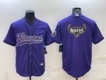 Baltimore Ravens Purple Team Big Logo With Patch Cool Base Stitched Baseball Jersey