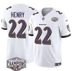 Baltimore Ravens #22 Derrick Henry White F.U.S.E. 2024 AFC North Division Champions Vapor Limited Jersey