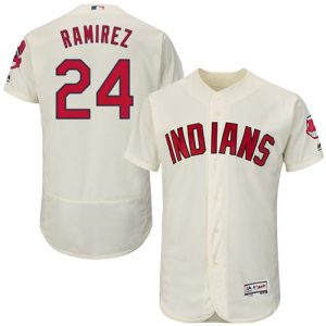 Indians #24 Manny Ramirez Cream Flexbase Authentic Collection Stitched Jersey