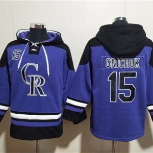 Colorado Rockies #15 Randal Grichuk Purple Ageless Must-Have Lace-Up Pullover Hoodie