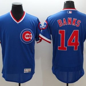 Cubs #14 Ernie Banks Blue Flexbase Authentic Collection Cooperstown Stitched Jersey