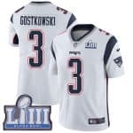 New England Patriots #3 Stephen Gostkowski White Super Bowl LIII Vapor Untouchable Limited Stitched Jersey